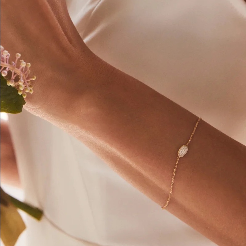 Kendra Scott Millicent Adjustable Bracelet in White Diamond and 14k Gold